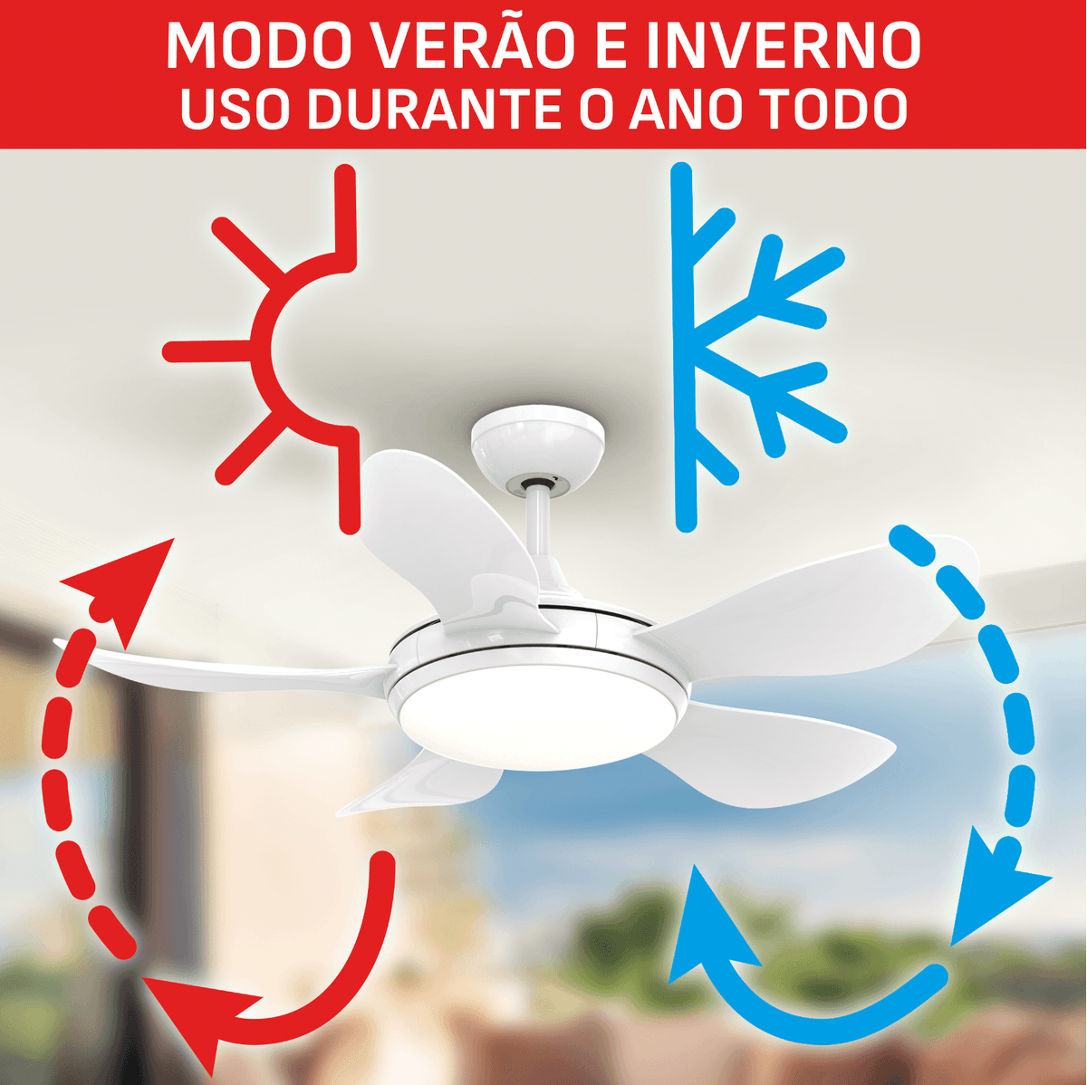 Ventilador de Teto Ultimate Bivolt, 5 PÁS, 58W VX25