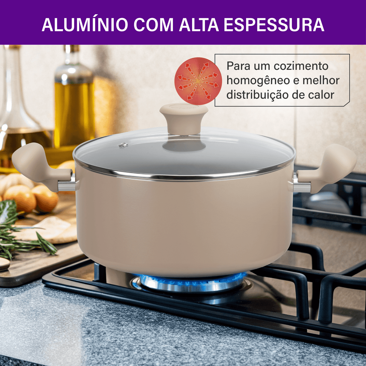 Jogo de Panelas Rochedo Ceramic Light Sand 5 peças