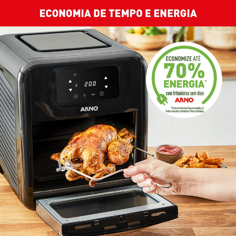 Fritadeira Air Fryer Arno Oven & Grill Expert 9x1 11L Preta UFE9